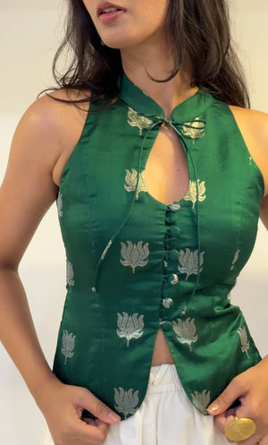 Green Lotus Halter Top