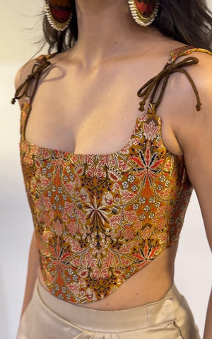 Royal Ochre Brocade Corset