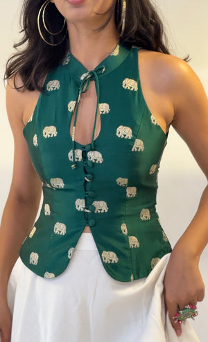 Emerald Silk Halter Top