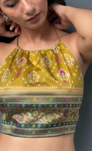 Mehendi Patola Halter Crop Top
