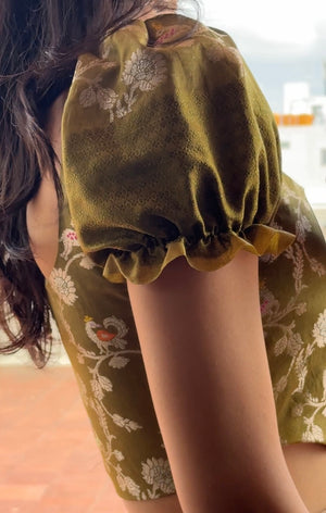 Mehendi Floral Corset With Sleeves