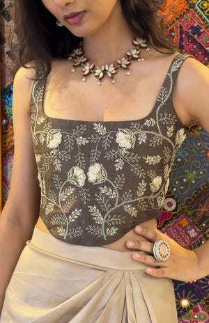 Sienna Hand Embroidered Raw Silk Corset