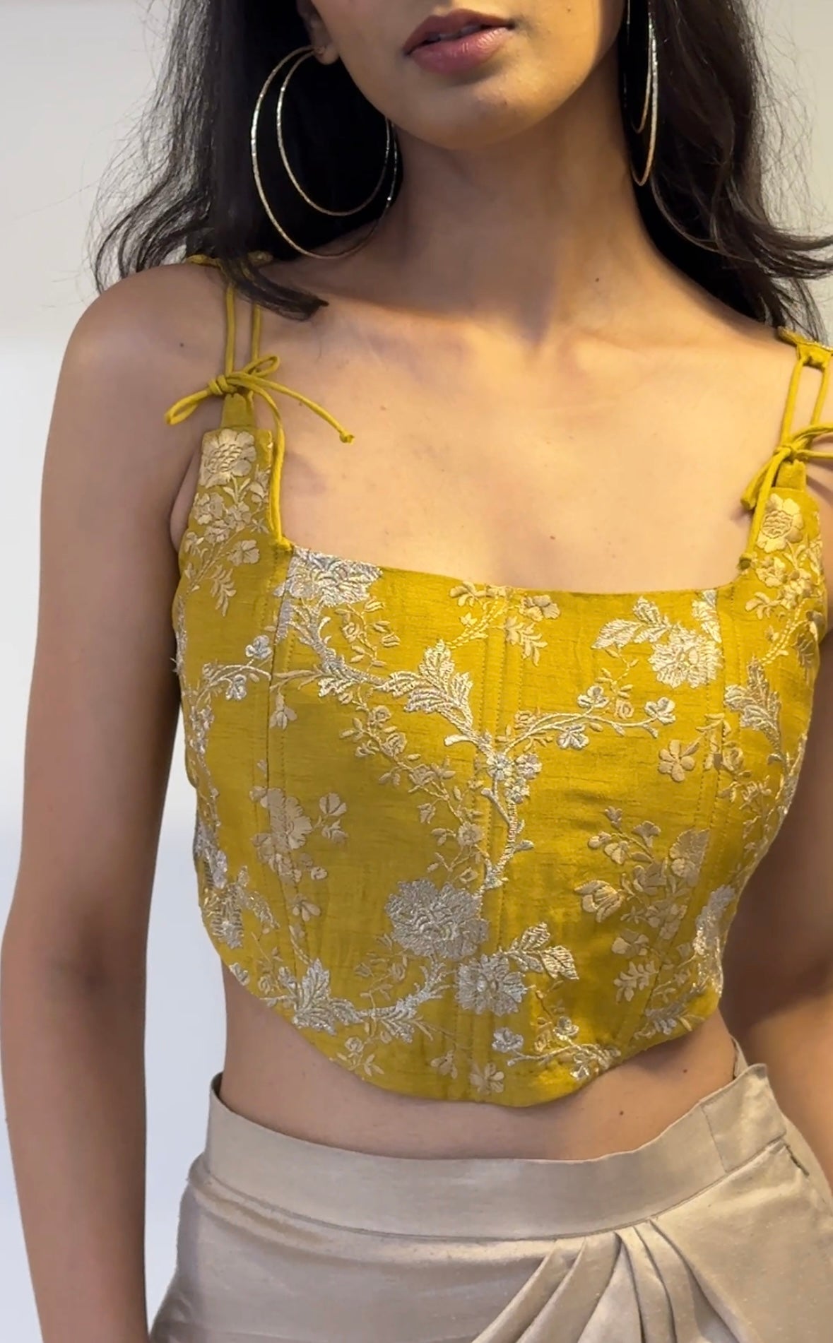 Sunflower Embroidered Silk Corset