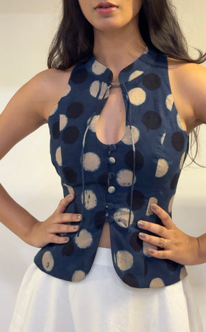 Indigo Polka Halter Top