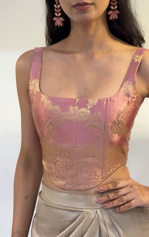 Rose Gold Brocade Corset