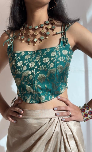 Turquoise Brocade Corset