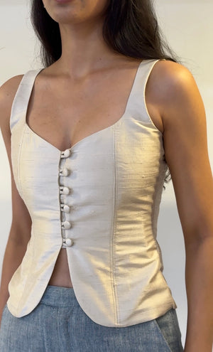 Ivory Raw Silk Corset Top