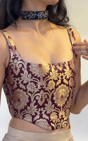 Burgundy Brocade Corset