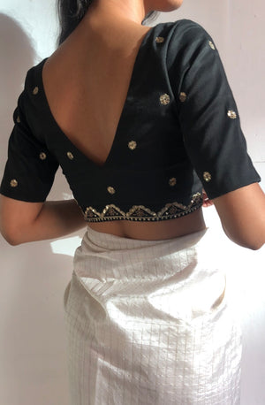 Black Sequin Embroidered Blouse