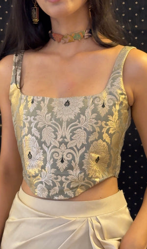 Grey Brocade Corset