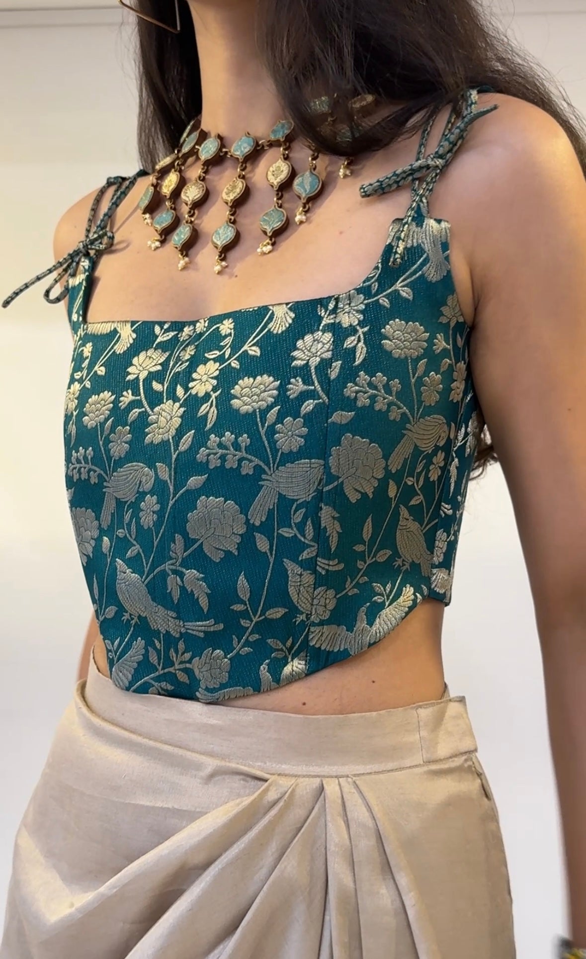 Turquoise Brocade Corset