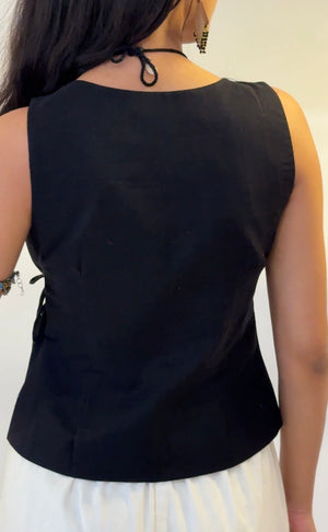 Black Saree Wrap Top