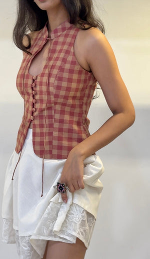 Madras Check Halter Top