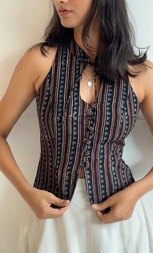 Gypsy Ajrakh Halter Top