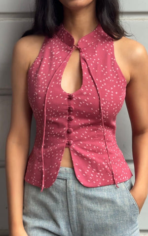 Mauve Dot Halter Top