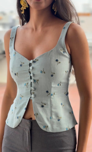 Daisy Embroidered Corset Top
