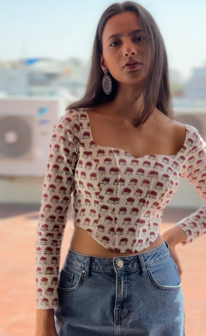 Cherry Corset With Full Sleeves