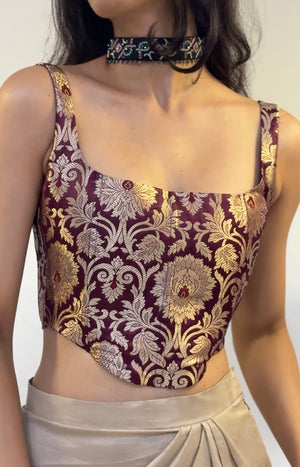 Burgundy Brocade Corset