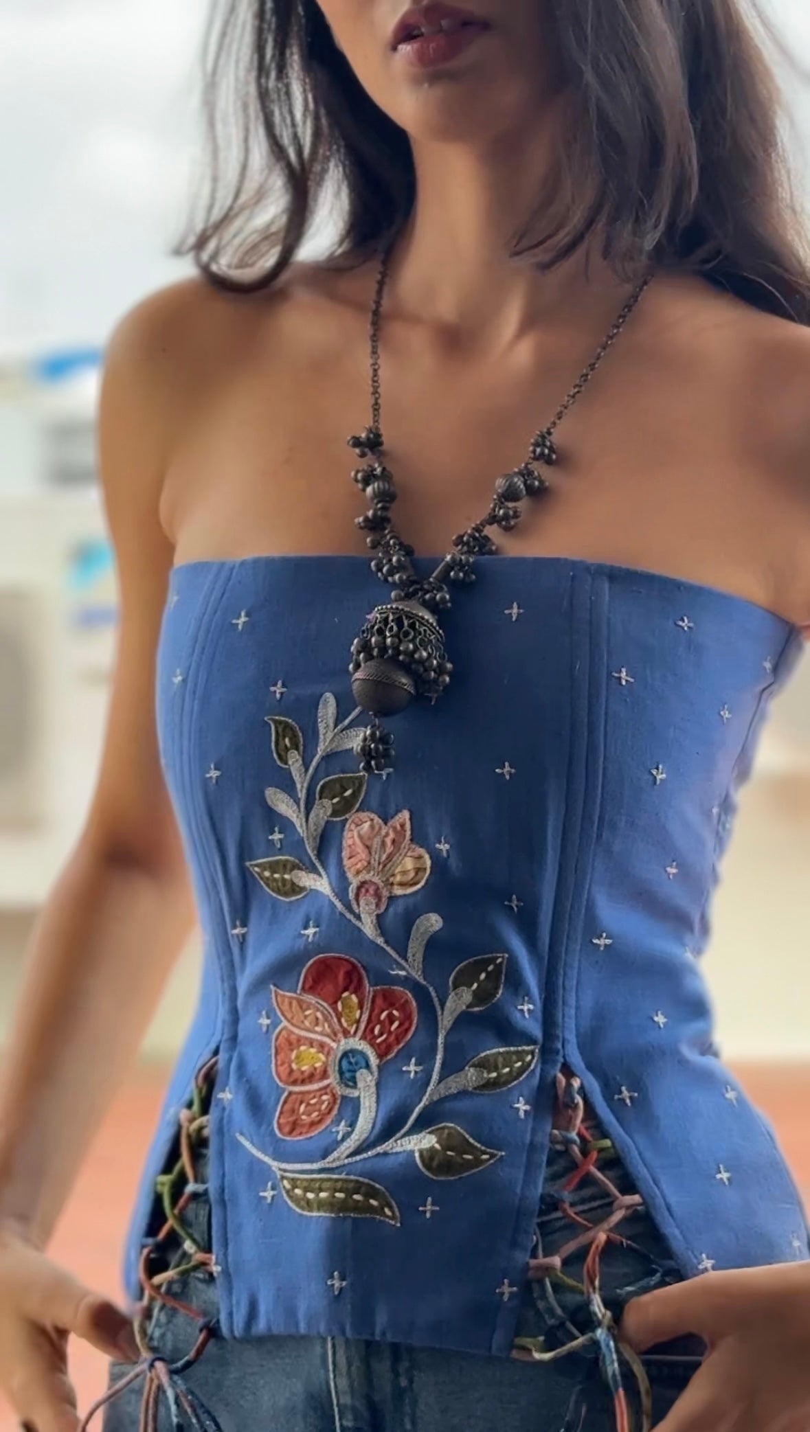 Blue Iris Applique Corset