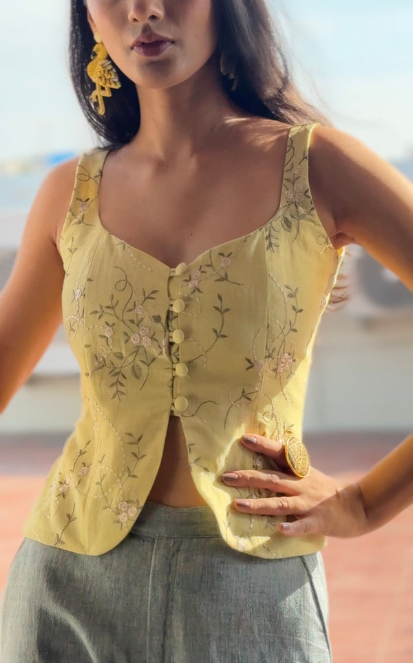 Limon Embroidered Corset Top - Mogra Designs