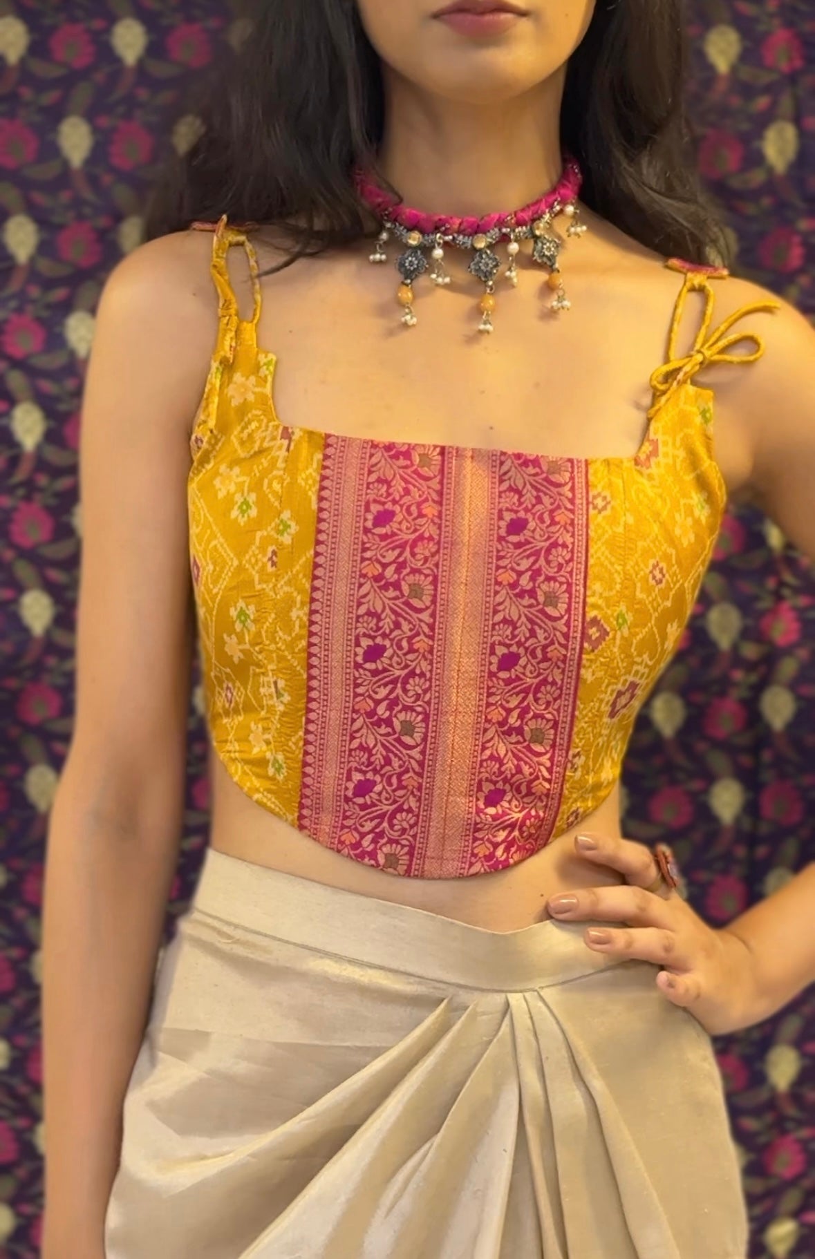 Haldi Pink Patola Corset