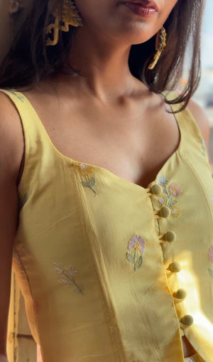 Butter Yellow Embroidered Corset Top