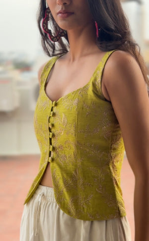 Lime Embroidered Corset Top
