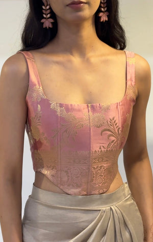 Rose Gold Brocade Corset