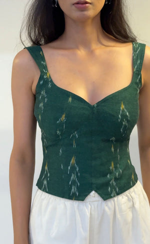 Emerald Ikat Sweetheart Top
