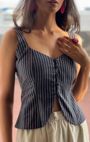 Blue Stripes Corset Top