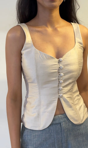 Ivory Raw Silk Corset Top