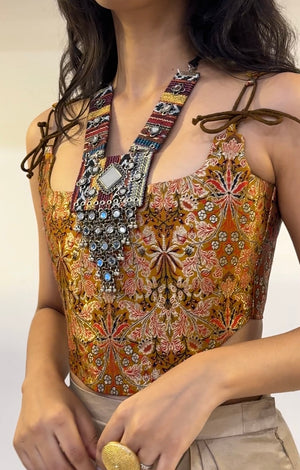 Royal Ochre Brocade Corset