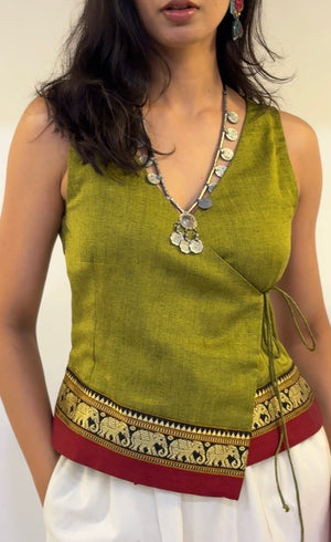 Mehendi Green Saree Wrap Top