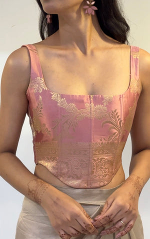 Rose Gold Brocade Corset