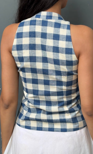 Madras Blue Halter Top
