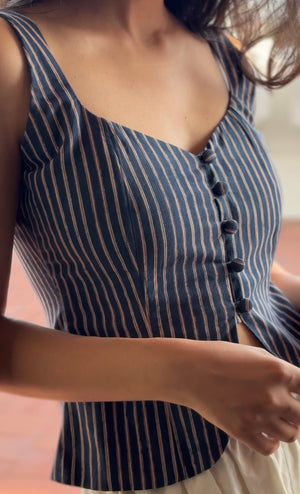 Blue Stripes Corset Top