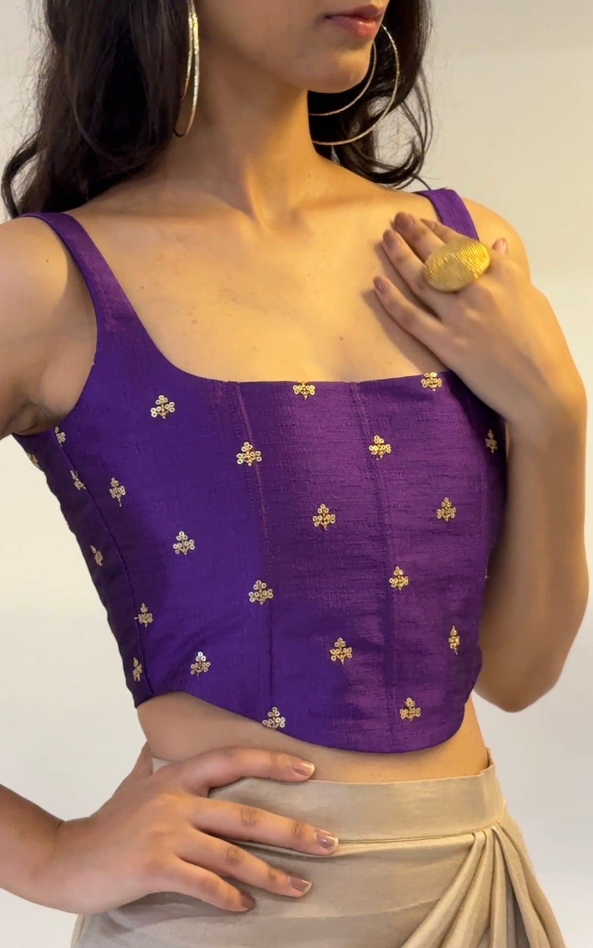 Purple Embroidered Corset