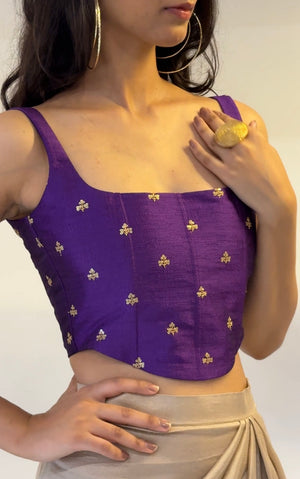 Purple Embroidered Corset