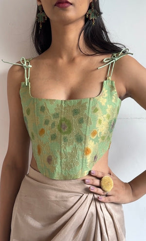 Sage Silk Corset