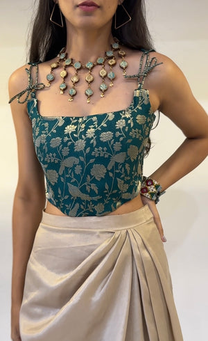 Turquoise Brocade Corset