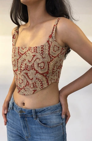 Red Kalamkari Cotton Corset