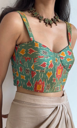 Teal Patola Bustier