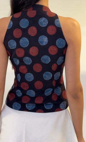 Ajrakh Polka Halter Top