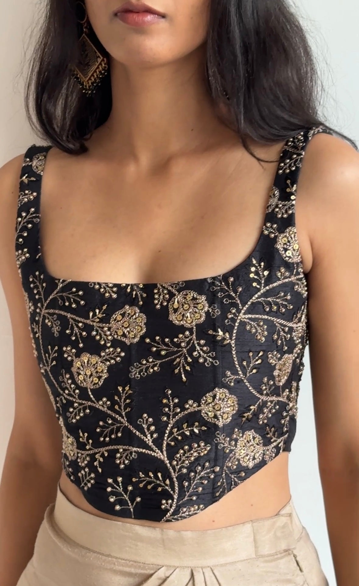 Black Embroidered Corset