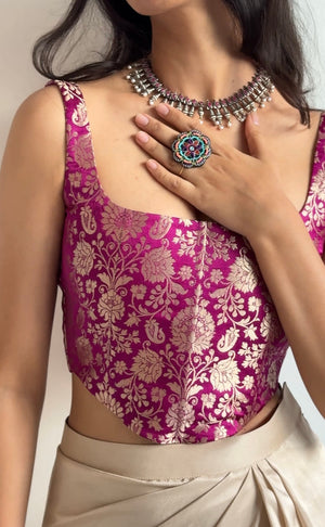 Purple Banarasi Brocade Corset