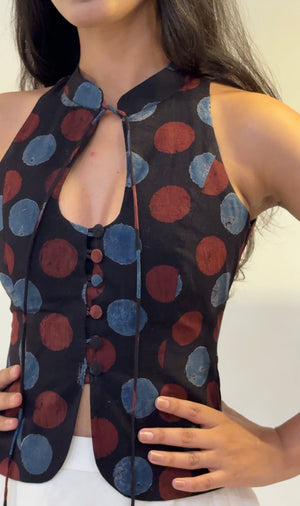 Ajrakh Polka Halter Top