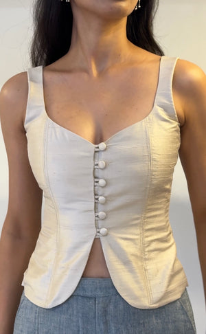 Ivory Raw Silk Corset Top