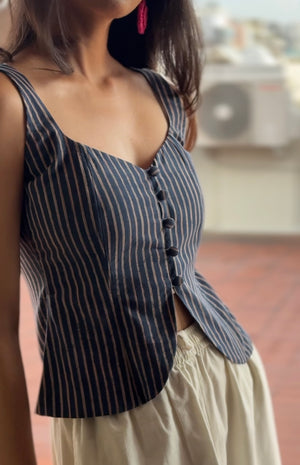 Blue Stripes Corset Top
