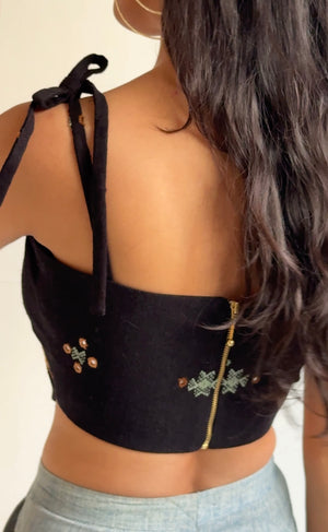 Black Handwoven Wool Corset