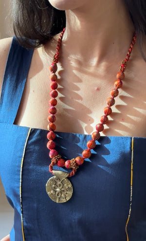 Saree Bead Dhokra Necklace By Qurcha